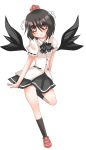  1girl black_hair black_wings hat red_eyes shameimaru_aya short_hair skirt solo touhou uranaishi_(miraura) wings 