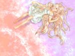  1024x768 blonde_hair brown_eyes chii chobits long_hair lying wallpaper yasuhito_(yasu_no_e) 