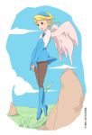  breath_of_fire breath_of_fire_iv cloud clouds grass hairband nina_(breath_of_fire_iv) nina_iv outdoors outside pantyhose short_hair sky wings yupii 