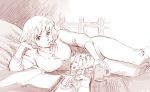  1girl breasts cup kaze_no_tani_no_nausicaa lafolie looking_at_viewer monochrome nausicaa short_hair teto 