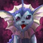  acid_armor_(pokemon) commentary_request creature face gen_1_pokemon horror_(theme) kurii_chasuke looking_at_viewer melting no_humans partial_commentary pokemon pokemon_(creature) purple_background solo vaporeon violet_eyes 