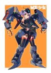  1girl absurdres ag_00000 byalant ear_piercing gun gundam highres holding holding_gun holding_weapon looking_at_viewer looking_down mecha_musume mechanical_wings piercing purple_hair solo thigh-highs thrusters twintails weapon wings yellow_eyes zeta_gundam 