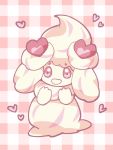  :d alcremie_(love_sweet) alcremie_(vanilla_cream) commentary_request creature full_body heart hime_takeo no_humans open_mouth pokemon pokemon_(creature) smile solo standing violet_eyes 
