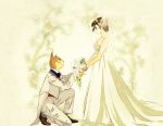  1boy 1girl animal_ears aoio525 bridal_veil brown_hair cat_ears closed_mouth dress formal furry neko_no_ongaeshi short_hair smile suit the_baron veil wedding_dress yoshioka_haru 