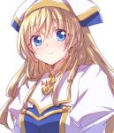  1girl blonde_hair blue_eyes goblin_slayer! hat highres light_smile long_hair looking_at_viewer nyaa_(nnekoron) priestess_(goblin_slayer!) simple_background solo upper_body white_background 