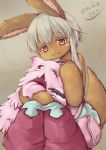  2020 2others :3 ambiguous_gender animal_ears bangs blob blush brown_hair commentary_request creature dated furry horizontal_pupils long_hair looking_at_viewer made_in_abyss mitty_(made_in_abyss) multiple_others nanachi_(made_in_abyss) open_mouth paws red_eyes shishi_tooga short_hair sitting smile tail whiskers white_hair yellow_eyes 