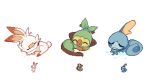  charamells closed_eyes commentary creature english_commentary facing_viewer full_body gen_8_pokemon grookey lying monkey no_humans on_stomach pixel_art pokemon pokemon_(creature) rabbit scorbunny simple_background sleeping sobble sprite starter_pokemon starter_pokemon_trio white_background 