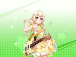  bang_dream! blonde_hair blush dress guitar long_hair shirasagi_chisato smile violet_eyes 