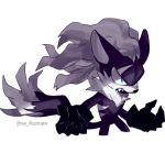  1boy angry animal_ears black_fur blue_eyes cropped_legs fang fur_collar furry half-closed_eyes highres infinite_(sonic) isa-415810 jackal_ears jackal_tail looking_at_viewer male_focus open_hands open_mouth scar scar_across_eye simple_background snout sonic_forces sonic_the_hedgehog standing white_background 