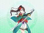  akikaze_rui black_hair long_hair ponytail red_eyes shoujo_kageki_revue_starlight sword yukata 