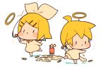  /\/\/\ angel_wings baby bangs blonde_hair blush bow chibi commentary crayon dress full_body hair_bow hair_ornament hairclip halo kagamine_len kagamine_rin kitsune_no_ko leaning_forward paper scissors short_hair short_ponytail spiky_hair standing standing_on_one_leg star_wand swept_bangs vocaloid wand white_bow white_dress wings younger |_| 