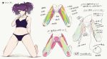  1girl anatomy arm_behind_back bare_shoulders beige_background blush collarbone eyebrows_visible_through_hair how_to idolmaster idolmaster_shiny_colors long_hair minyom navel parted_lips purple_hair simple_background solo tanaka_mamimi twintails violet_eyes 