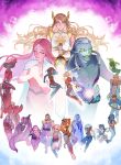 5boys 6+girls absurdres adora_(she-ra) blonde_hair bow_(she-ra) bow_(weapon) broken broken_sword broken_weapon catra claws double_trouble_(she-ra) duplicate entrapta everyone extra_eyes facial_hair fangs frosta glimmer_(she-ra) glowing glowing_hands glowing_sword glowing_weapon green_eyes highres hordak horde_prime huntara_(she-ra) king_micah light_hope_(she-ra) masters_of_the_universe mermista monster_boy monster_girl multiple_boys multiple_girls mustache netossa perfuma_(she-ra) pointy_ears queen_angella red_eyes revision scarf scorpia sea_hawk_(she-ra) shadow_weaver she-ra_and_the_princesses_of_power spinnerella sword takamizo tiara weapon