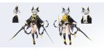  1girl absurdres cat_tail charles_(106858) clothing_request copyright_request earrings eyepatch from_side hair_ornament highres jewelry shoes silver_hair solo sword tagme tail weapon weapon_request white_background yellow_eyes 