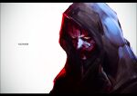  1boy artist_name black_skin colored_skin commentary_request darth_maul hood hood_up k-suwabe letterboxed looking_at_viewer male_focus portrait red_skin shiny shiny_skin simple_background sith star_wars 
