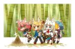  /\/\/\ 4girls 7th_dragon 7th_dragon_(series) :&lt; anger_vein animal_ear_fluff animal_ears bamboo bamboo_forest bamboo_shoot bangs bell bike_shorts black_bodysuit black_footwear black_shorts blonde_hair blue_eyes blue_hair blue_jacket blush bodysuit brown_shirt bubble_skirt cat_ears collared_shirt commentary_request crown eyebrows_visible_through_hair fang forest fox_ears frilled_skirt frills gloves green_eyes green_legwear hair_between_eyes hair_bobbles hair_ornament harukara_(7th_dragon) highres holding holding_sword holding_weapon ikurakun_(7th_dragon) jacket jingle_bell juliet_sleeves jumping long_hair long_sleeves low_twintails mini_crown momomeno_(7th_dragon) multiple_girls naga_u namuna_(7th_dragon) nature one_side_up open_clothes open_mouth parted_lips pink_hair puffy_sleeves red_footwear red_gloves samurai_(7th_dragon_series) shirt short_shorts shorts skirt standing striped striped_legwear surprised sword thigh-highs thighhighs_under_boots triangle_mouth twintails vertical-striped_skirt vertical_stripes very_long_hair wavy_mouth weapon white_hair white_shirt wide_sleeves 
