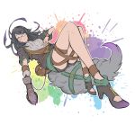  aqua_eyes black_hair blush glasses granblue_fantasy hair_ornament hairband high_heels highres illnott long_hair looking_at_viewer smile taka00277657 