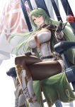  1girl azur_lane black_gloves boots breasts brown_legwear cape commentary_request crossed_legs cuboon dutch_angle flag floating_hair flower gloves gold_trim green_hair holding holding_flower knee_boots large_breasts littorio_(azur_lane) long_hair long_sleeves looking_at_viewer multicolored_hair necktie one_eye_closed orange_eyes pantyhose parted_lips red_flower red_neckwear rose simple_background sitting smile solo streaked_hair thighs throne tiara twitter_username white_background white_footwear 