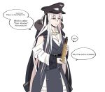  1girl english_text girls_frontline hair_ornament hat holding huqu kar98k_(girls_frontline) long_hair white_background white_hair 