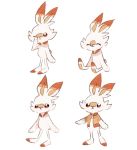  brown_eyes bunny_focus charamells closed_mouth clothed_pokemon commentary creature english_commentary facing_viewer full_body looking_at_viewer no_humans one_eye_closed pokemon pokemon_(creature) rabbit simple_background sitting standing starter_pokemon walking white_background 