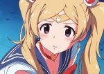  1girl bishoujo_senshi_sailor_moon cosplay ear earrings emily_stewart highres idolmaster idolmaster_million_live! jewelry looking_at_viewer meiax meme sailor_moon sailor_moon_(cosplay) sailor_moon_redraw_challenge twintails violet_eyes 