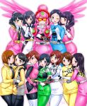  abe_tsukumo ahim_de_famille amy_yuzuki bodysuit breasts brown_eyes brown_hair character_request closed_mouth doubutsu_sentai_zyuohger dress gloves hammie_(uchuu_sentai_kyuuranger) highres kaizoku_sentai_gokaiger long_hair looking_at_viewer luka_millfy momochi_kasumi multiple_girls open_mouth pantyhose ressha_sentai_toqger short_hair shuriken_sentai_ninninger sideboob skirt smile super_sentai tokumei_sentai_go-busters uchuu_sentai_kyuuranger usami_youko zyuden_sentai_kyoryuger 