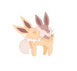  ^_^ charamells closed_eyes closed_mouth commentary creature eevee english_commentary full_body gen_1_pokemon happy looking_at_another no_humans pokemon pokemon_(creature) simple_background white_background yellow_eyes 