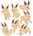  ^_^ charamells closed_eyes commentary creature english_commentary full_body gen_1_pokemon jolteon lying no_humans on_stomach pokemon pokemon_(creature) sitting standing 
