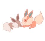  ^_^ charamells closed_eyes closed_mouth commentary creature eevee english_commentary facing_another full_body gen_1_pokemon happy no_humans pokemon pokemon_(creature) simple_background white_background 