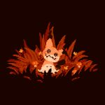  animated animated_gif black_background closed_eyes commentary creature english_commentary facing_viewer flower full_body gen_7_pokemon grass lowres mimikyu mushroom no_humans pokemon pokemon_(creature) simple_background sleeping third-party_source wisupi 