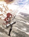  alternate_costume brown_jacket graphite_(medium) highres jacket makise_kurisu mecha_musume redhead shingeki_no_kyojin steins;gate traditional_media washu_junkyu weapon 