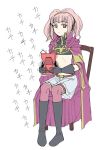  anya_earlstreim cape chair code_geass girls_playing_games morisoban pink_hair red_eyes sitting solo thighhighs 