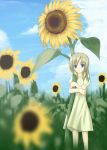  dress flower hug long_hair pen_(artist) smile sunflower 