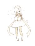  boots character_request closed_eyes dress long_hair monochrome pantyhose solo standing tagme white_background zuwai_kani 