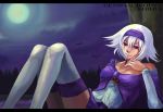  esmegu gensou_suikoden gensou_suikoden_ii hairband headband lying moon moot purple_eyes short_hair sierra_mikain silver_hair skirt suikoden suikoden_ii thigh-highs thighhighs vampire violet_eyes white_legwear white_thighhighs zettai_ryouiki 