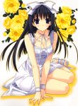  black_hair blue_eyes bow dress flower hair_bow hair_ribbon hair_ribbons highres long_hair nagase_sayaka ribbon ribbons sandals scan soul_link suzuhira_hiro 