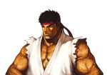  black_hair bust capcom dougi headband highres male muscle nona official_art ryu ryuu_(street_fighter) short_hair sleeveless solo street_fighter streetfighter svc_chaos 