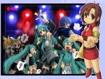  blonde_hair blue_hair brown_hair chibi hachune_miku hatsune_miku kagamine_len kagamine_rin kaito long_hair meiko microphone mkpower short_hair shrug skirt spring_onion taru_neko thighhighs twintails vocaloid 