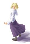  arcueid_brunestud blonde_hair kasuga_yukihito long_skirt pantyhose purple_skirt short_hair skirt tsukihime 