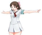  brown_eyes brown_hair hair_ribbon hair_ribbons happy necktie outstretched_arms real_drive ribbon ribbons school_uniform spread_arms supi 