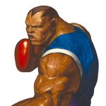  balrog boxing_gloves capcom dark_skin fighting_stance highres lips m_bison male muscle nona official_art short_hair solo street_fighter streetfighter svc_chaos vest 