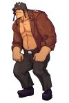  advance_wars advance_wars:_dual_strike belt boots flak frown goggles helmet highres hirata_ryou kong male military military_uniform muscle nintendo official_art open_clothes open_shirt shirt simple_background solo spikes standing uniform 