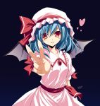  &lt;3 blue_hair hat heart red_eyes remilia_scarlet short_hair signature touhou v wings zinno 