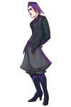  adder advance_wars advance_wars:_dual_strike arms_behind_back boots eyeshadow garrison_cap hat high_heels highres hirata_ryou knee_boots lips male military military_uniform nintendo official_art purple_hair shoes short_hair simple_background snake_(advance_wars) solo standing uniform 
