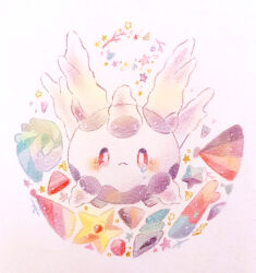  colored_pencil_(medium) commentary_request coral corsola full_body no_humans pokemon pokemon_(creature) red_eyes simple_background solo staryu tears traditional_media white_background yukichi_0611 