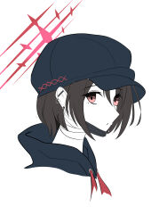  1girl absurdres bdsm black_hair black_jacket blue_archive bondage bound commentary_request core1013 halo highres jacket looking_at_viewer mask misaki_(blue_archive) mouth_mask red_eyes solo 