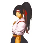  art_of_fighting black_hair bust hakama headband highres japanese_clothes king_of_fighters nona official_art ponytail ryuuko_no_ken sleeves_rolled_up snk solo svc_chaos todo_kasumi todoh_kasumi toudou_kasumi 
