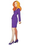  advance_wars:_dual_strike blonde_hair blue_eyes catherine_(advance_wars) formal high_heels highres hirata_ryou lips lipstick long_hair looking_back mole nell nell_(advance_wars) nintendo office_lady official_art open_mouth shoes simple_background skirt skirt_suit solo standing suit 