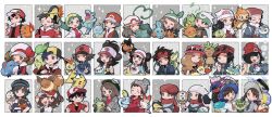  6+boys 6+girls akari_(pokemon) backwards_hat baseball_cap beanie brendan_(pokemon) bulbasaur calem_(pokemon) charmander chase_(pokemon) chespin chikorita chimchar cyndaquil eevee elaine_(pokemon) elio_(pokemon) eneko_(olavcnkrpucl16a) ethan_(pokemon) fennekin florian_(pokemon) froakie fuecoco gloria_(pokemon) grookey hat headscarf highres hikari_(pokemon) hilbert_(pokemon) hilda_(pokemon) hug juliana_(pokemon) koraidon kris_(pokemon) leaf_(pokemon) litten lucas_(pokemon) lyra_(pokemon) marill may_(pokemon) miraidon mudkip multiple_boys multiple_girls naranja_academy_school_uniform nate_(pokemon) newsboy_cap oshawott pikachu piplup poke_ball_symbol pokemon pokemon_(creature) pokemon_bw pokemon_bw2 pokemon_dppt pokemon_emerald pokemon_frlg pokemon_hgss pokemon_legends:_arceus pokemon_lgpe pokemon_platinum pokemon_rgby pokemon_rse pokemon_sm pokemon_sv pokemon_swsh pokemon_xy popplio quaxly red_(pokemon) red_hat rei_(pokemon) revision rosa_(pokemon) rowlet scarf school_uniform scorbunny selene_(pokemon) serena_(pokemon) snivy sobble sprigatito squirtle starter_pokemon_trio tepig torchic totodile treecko turtwig uva_academy_school_uniform victini victor_(pokemon) visor_cap 