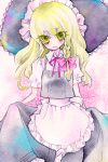  curtsey eyelashes kirisame_marisa miri no_nose smile touhou traditional_media watercolor_(medium) 